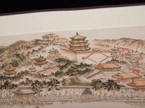丝绸画-真丝彩印颐和园横轴画